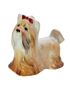 Фигурка декоративная Собака с красным бантом 7,5см