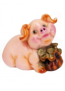 Копилка "Свинья на деньгах" (розовая) 28х30