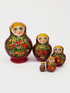 Матрешка Ягодка-Малинка 5 мест 8см