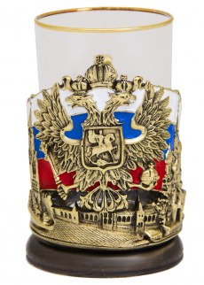 Подстаканник Кольчугино "Гебр России.Флаг" в наборе Литье, с эмалью художественное