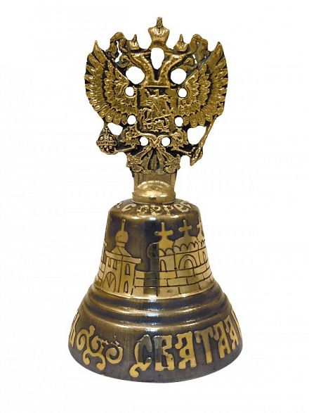 Колокольчик Валдайский №4 герб латунь с чернением